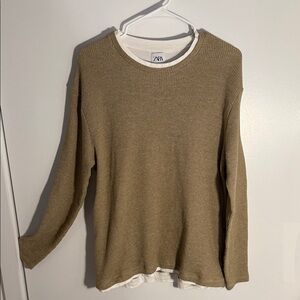Zara Men's Tan Crewneck Sweater